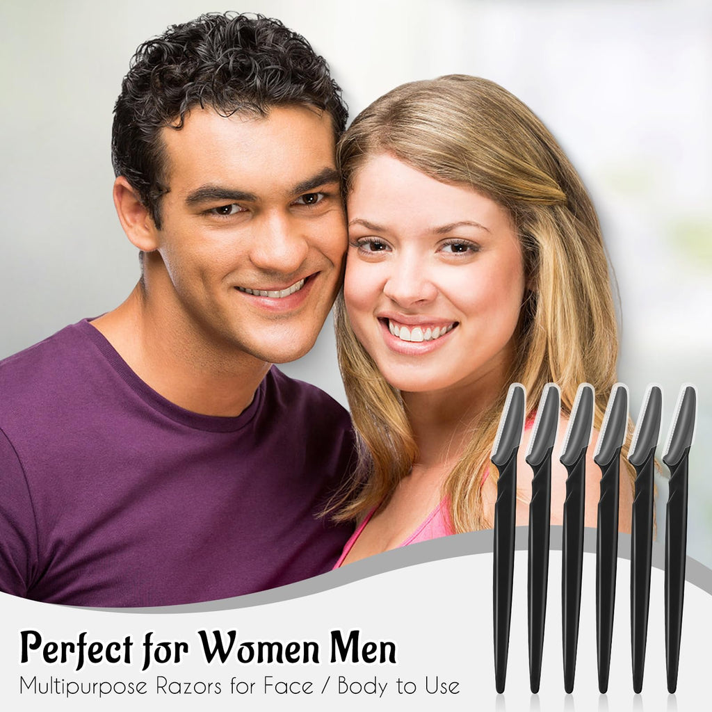 JHZMCRX 16 Pcs Eyebrow Razor Face Razors Multipurpose Facial Razors for Women Men Eyebrow Trimmers Shaver with Protective Cover Dermaplaning Facial Hair Removal Tools Black