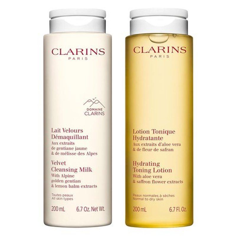 Clarins Hydrating Toning Lotion - Cleanses, Tones & Balances Skin | Plant-Based Aloe Vera | Alcohol-Free for Normal to Dry Skin