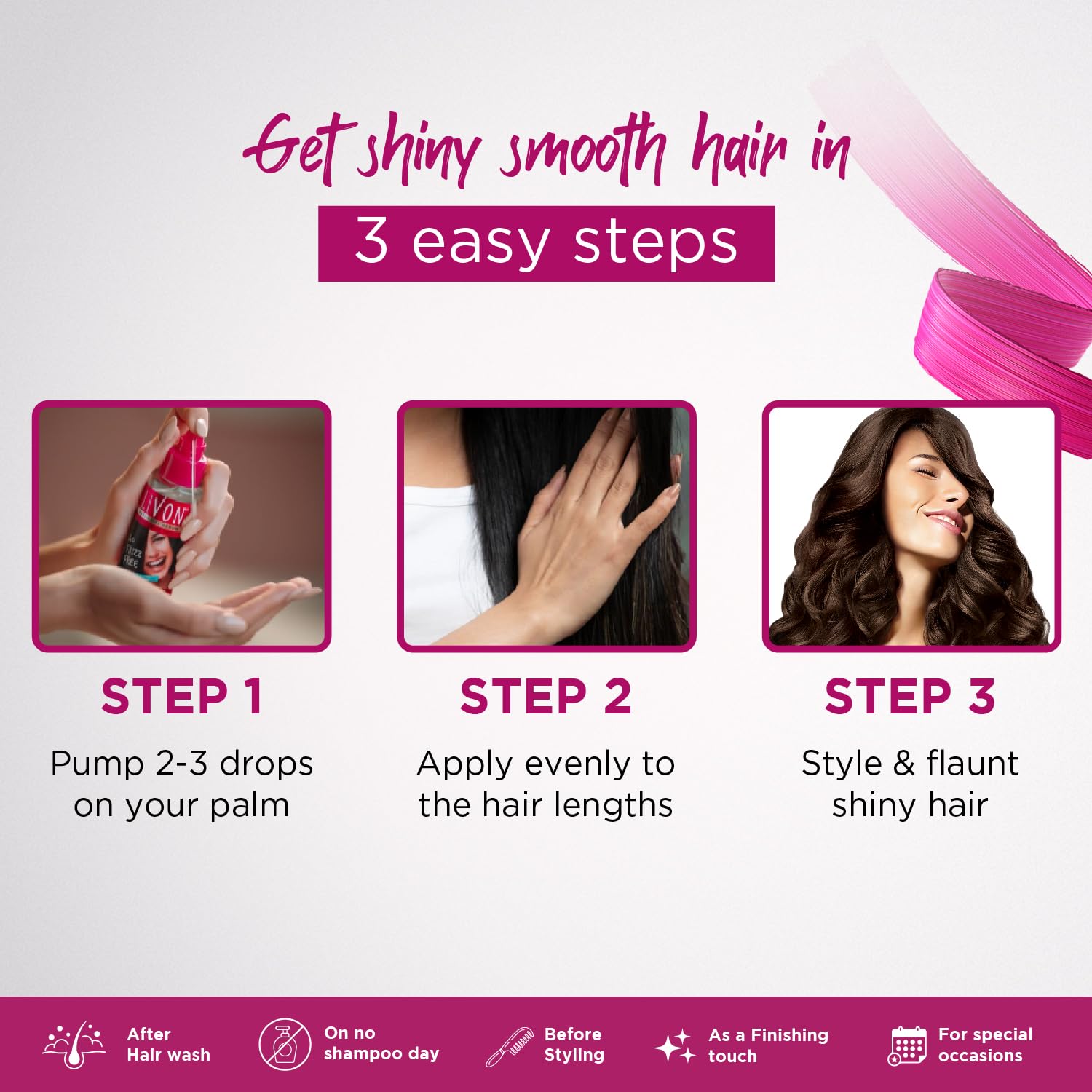 Livon Hair Serum for Men & Women | Frizz-free, stronger and shinier hair | For All Hair Types | Lightweight & Non Greasy | Enriched with Argan Oil & Vitamin E | 3.3 Fl.Oz