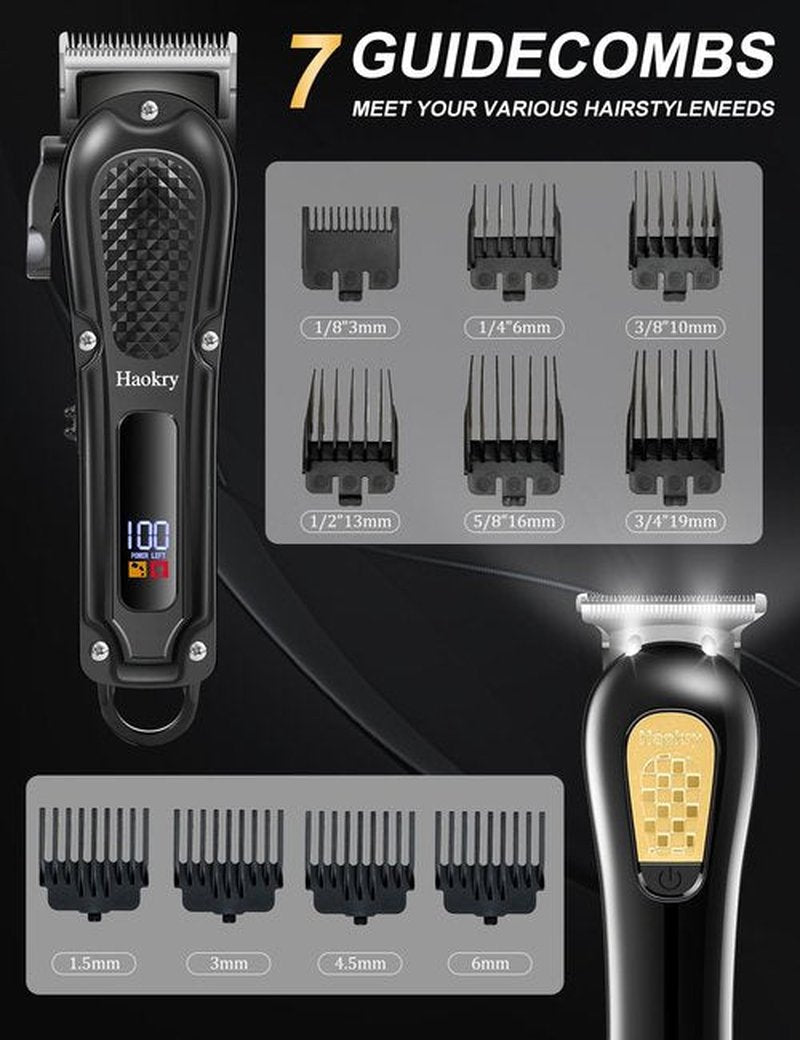 Haokry Hair Clippers & Trimmer for Men,Professional Barber Clippers and Trimmers Set,Mens Cordless Hair Clipper for Barbers Haircut Kit,Beard Trimmer,Rechargeable Electric Shaver