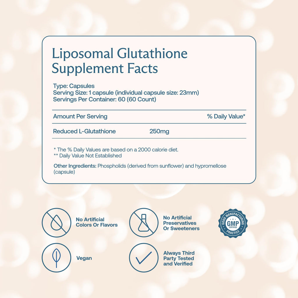 BodyBio Liposomal Glutathione - Master Antioxidant for Cellular Protection, Advanced Liposomal Absorption for Detox & Toxin Removal 60 Capsules