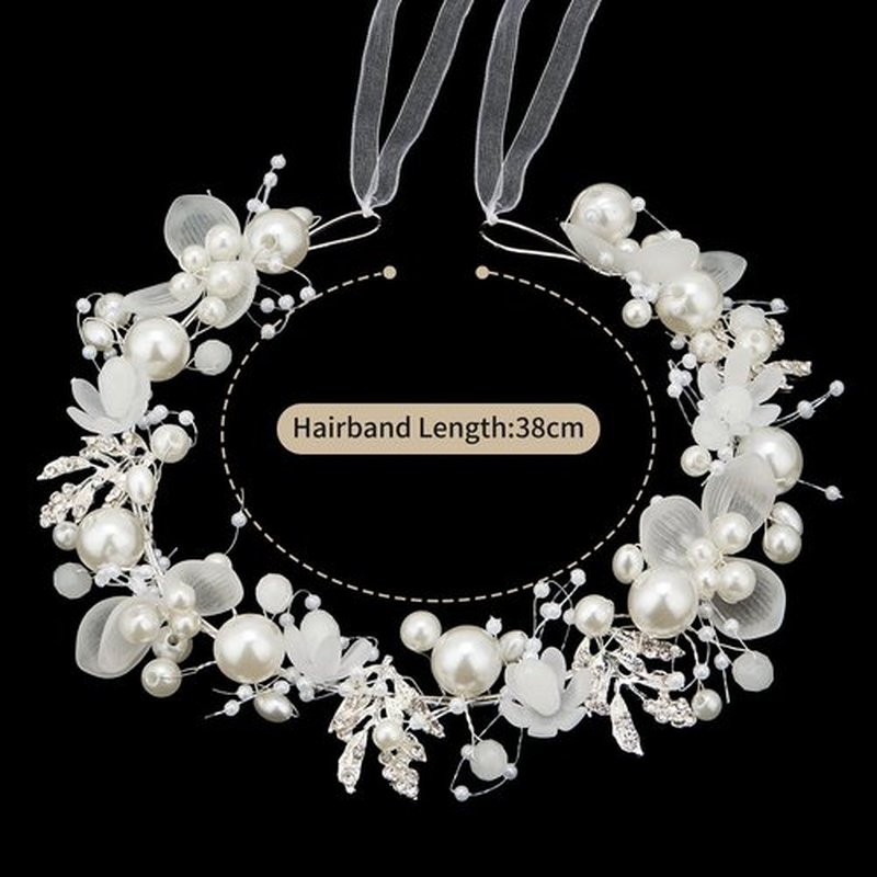 QIUTIMIY Flower Girl Hair Accessory,Princess Headpiece for Bridal Wedding,first communion pearl headpiece for girls Women,Style8