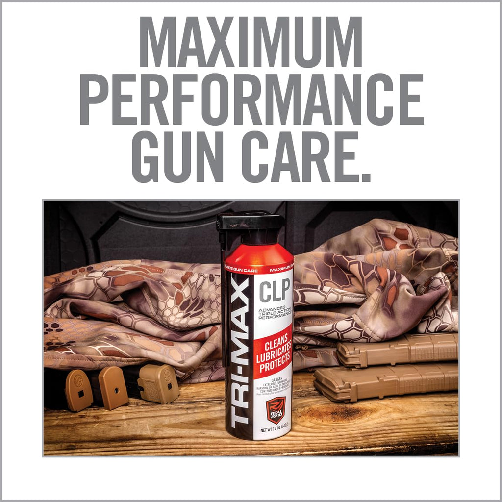 Real Avid Tri-Max 12oz CLP Gun Cleaning Oil - Long Lasting Gun Cleaner Spray w/Two-Position Nozzle Straw Excels in Extreme Temperatures