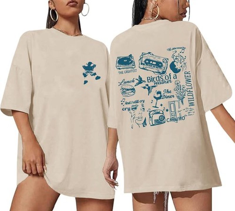 Skiennix Oversized Concert Album Shirt - Stylish Rock Band Tee for Women | Perfect Hip Hop Gift for Music Lovers