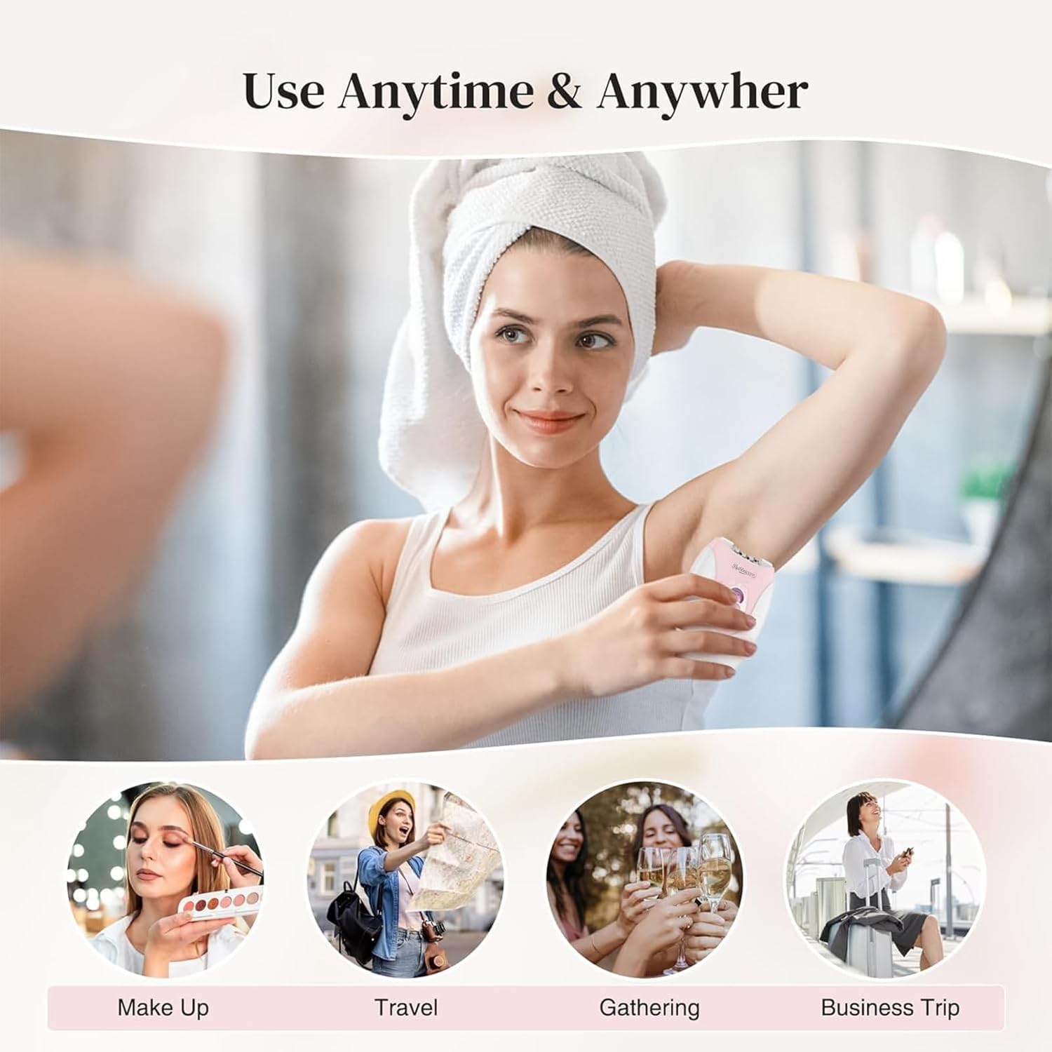 Epilator for Women, Silent Smooth Glide 2-Speed Facial Hair Removal Device, Cordless Rechargeable Hair Remover for Face, Legs, Bikini, Arms