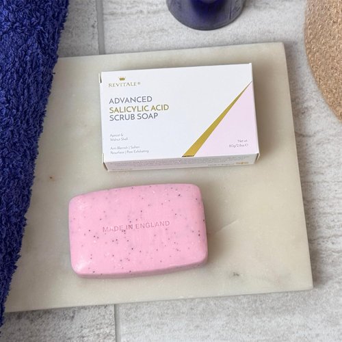 Revitalé Advanced BHA Salicylic Acid Scrub Soap - Exfoliating Bar for Face & Body, Deep Pore Cleanser, Anti-Blemish
