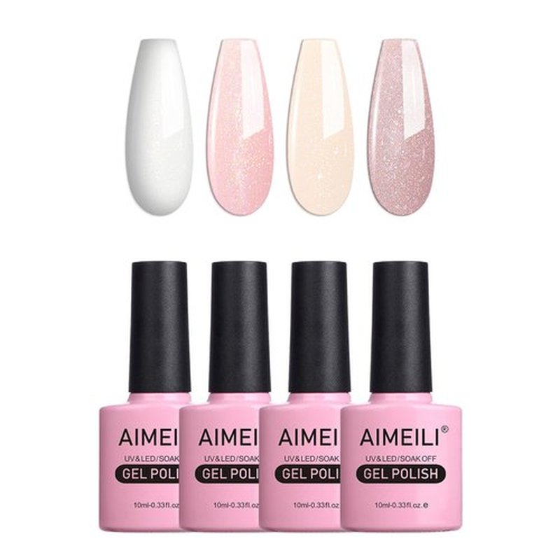AIMEILI Gel Nail Polish Soak Off U V Glitter Hema Free Gel Polish for Nail Art DIY at Home Gift Set Of 4pcs X 10ml - Kit Set 29
