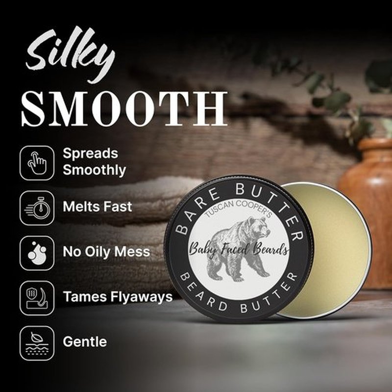 Tuscan Cooper's Beard Butter - Moisturizing Balm for All Hair Types | 4oz Bare Unscented Hydration