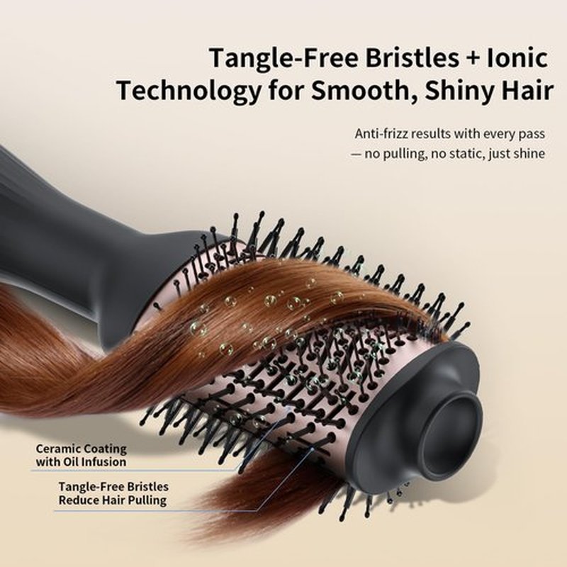 Hair Dryer Brush Blow Dryer Brush in One, 4-in-1 Ionic Hair Dryer Brush and Styler Volumizer with 3.2" Oval Barrel, 33000RPM High-Speed Motor, Hot Air Straightener Brush, All Hair Types, MS-D07A