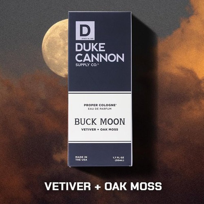 Duke Cannon Proper Cologne Buck Moon - Men's Eau de Parfum with Lime & Vetiver | Warm, Earthy Scent | 1.7 fl oz