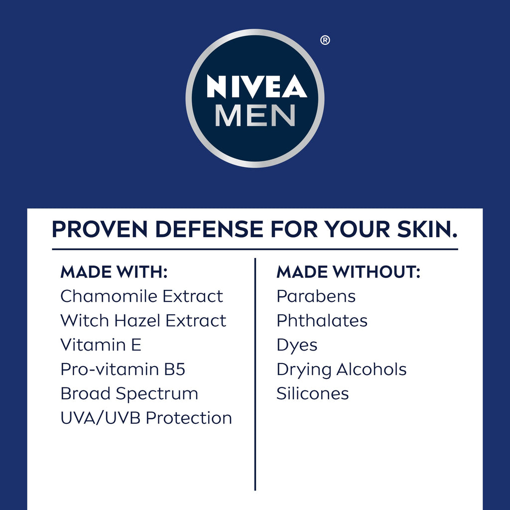 NIVEA MEN Sensitive Face Lotion with SPF 15, Broad Spectrum Sunscreen, 3 Pack of 2.5 Fl Oz Tubes