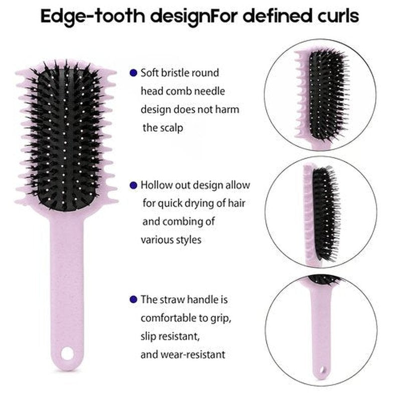 Skiennix Curly Hair Brush - Volume Curl Defining Tool for Easy Detangling & Styling | Purple