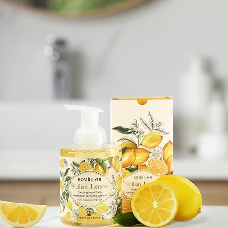 ROMIIE ZOI Foaming Hand Soap with Gift Box- Sicilian Lemon - Formula Moisture & Revitalize - 500ml/ 16.8oz