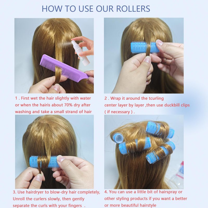 ZMD 18Pcs Self Grip Small Hair Rollers Curlers, Plastic Rollers Heatless Curlers Salon Dressing Curler DIY Curly Hair Hairstyle Roller for Women Girls Short Medium Hair (0.8 x 2.4 Inch)