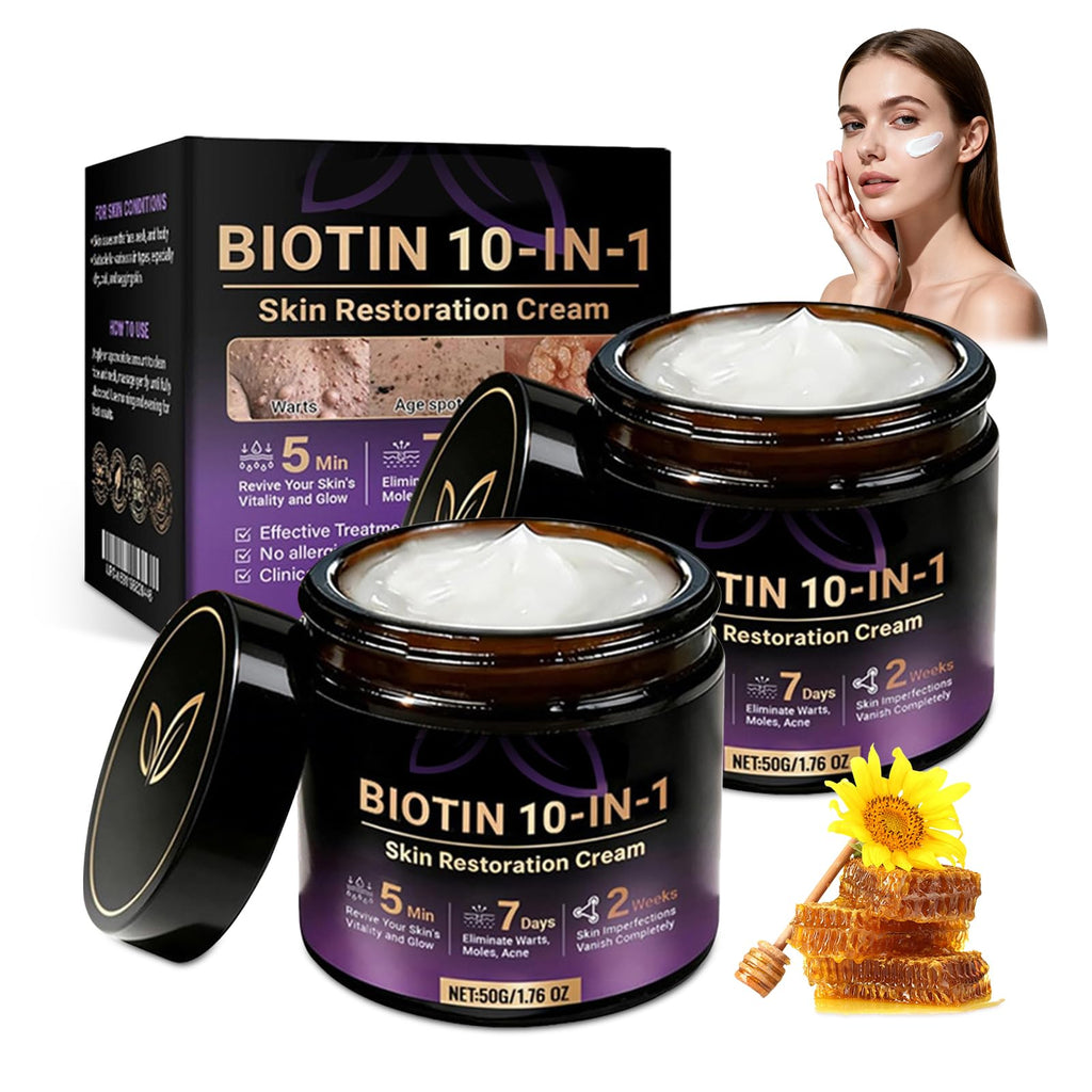 Biotin 10-in-1 Skin Restoration Cream, 2026 New Professional Skin Treatment Cream, Evolvion Natural Ingredient Skin Cream, Moisturizer, Natural Collagen Lifting Serum for All Skin Types(2PCS)