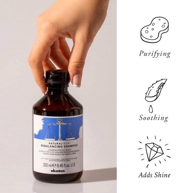 Davines Naturaltech Rebalancing Shampoo - Oil Control & Deep Cleansing for Oily Scalp - 8.45 Fl Oz