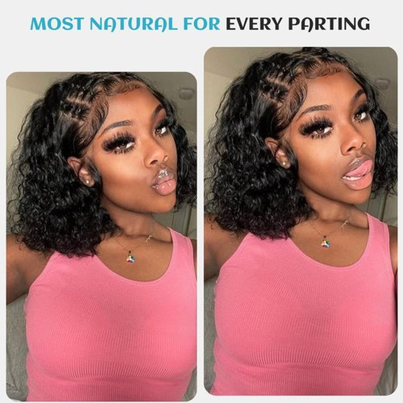Bohemian Box Braided Bob Wigs Human Hair 5x5 HD Transparent Lace Closure 10 Inch 200% Density for Women Boho Knotless Box Braided Wigs with Baby Hair Lace Front Curly Bohemian Braids Bob Wig