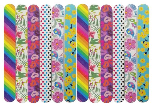 New8Beauty Emery Boards for Nails Series (12-Pack) (Multi-colored)