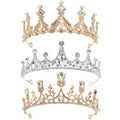 Hedume Set of 3 Crystal Princess Crown, Queen Tiaras with Rhinestone, Crystal Tiara Headbands for Birthday, Bridal Wedding, Model Catwalk, Prom, Party