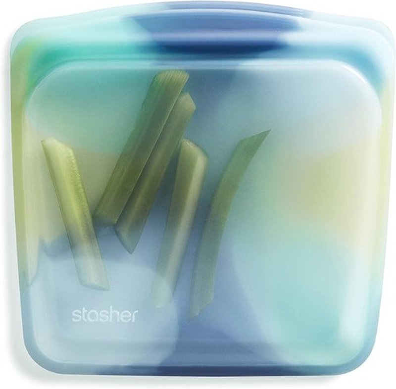 Stasher Silicone Reusable Storage Bag - Eco-Friendly Leak-Free Lunch Container | 28 oz Tie Dye Blue