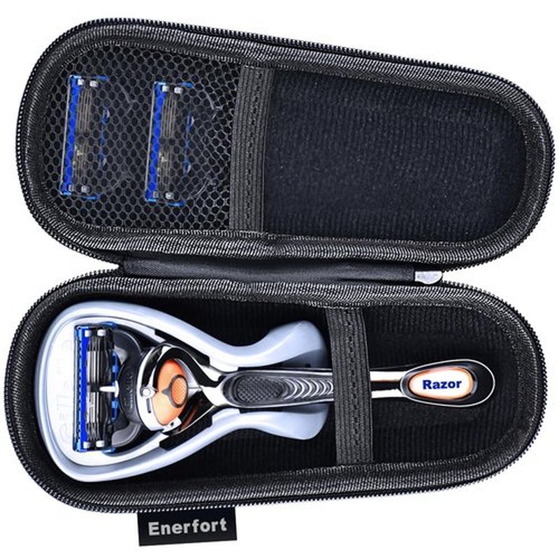 Gillette Hard EVA Razor Travel Case - Lightweight Design with Mesh Pocket for 2 Blades | Durable Zipper, Black