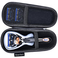 Enerfort Hard EVA Razor Travel Case Compatible with Gillette Men's Razor - Mesh Pocket for 2 Razor Blades + Lightweight Carrying Handle + Durable Zipper (Only Case) (Blue)