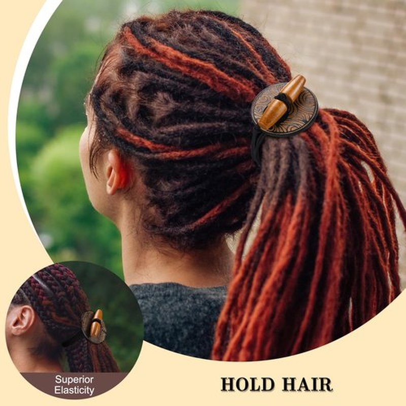 Hotop 12 Pcs Dreadlock Hair Tie Elastic Hair Tie Extra Long Rubber Band for Thick and Dreadlock 8cm in Diameter Dreads Ponytail Holders Loc Accessories Wood Carving Bands for Men Women
