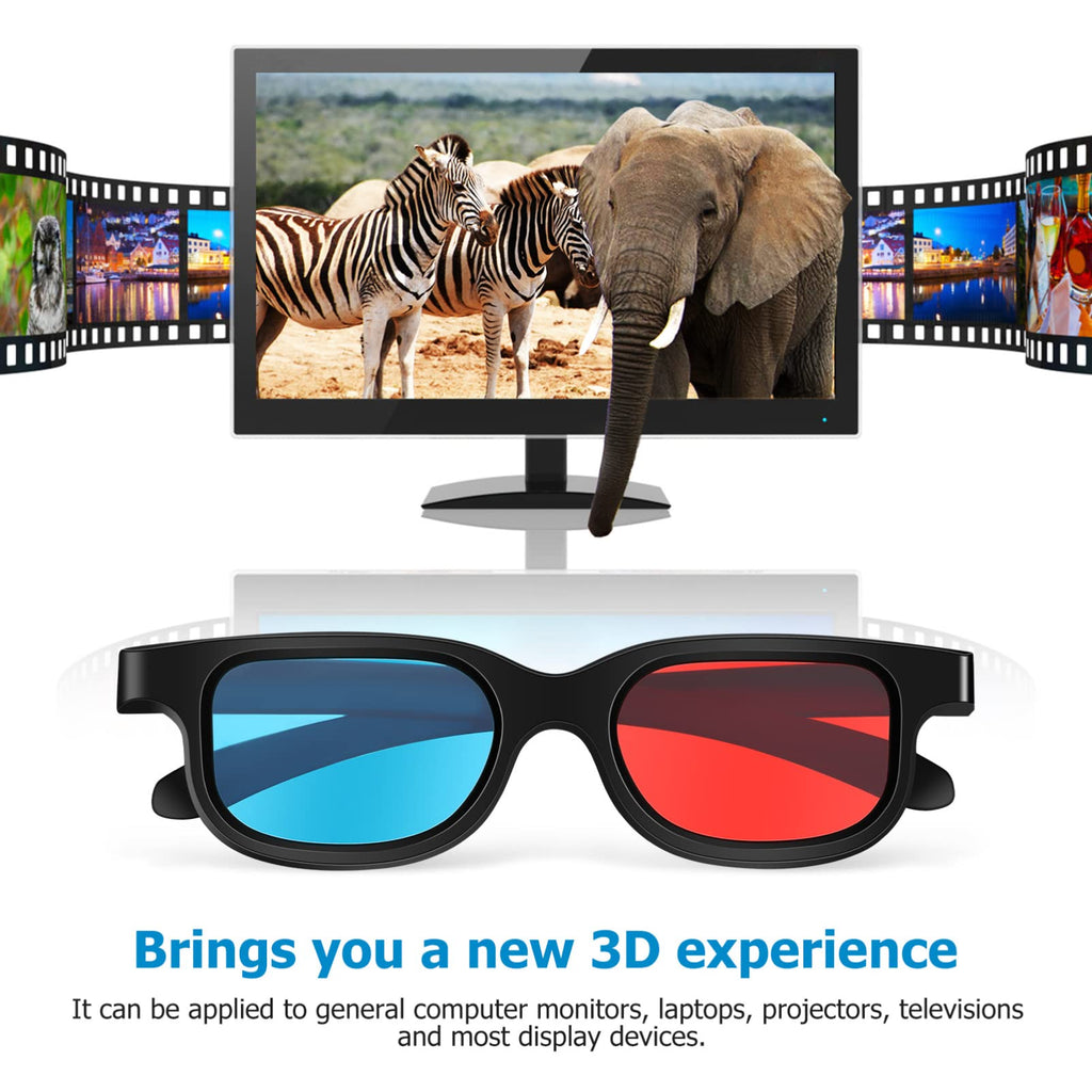NOLITOY 3D Movie Gaming Glasses, 10Pcs Red-Blue Lens 3D Viewing Glasses Lightweight Frame Compatible with Ordinary Computer Monitors TVs Projectors