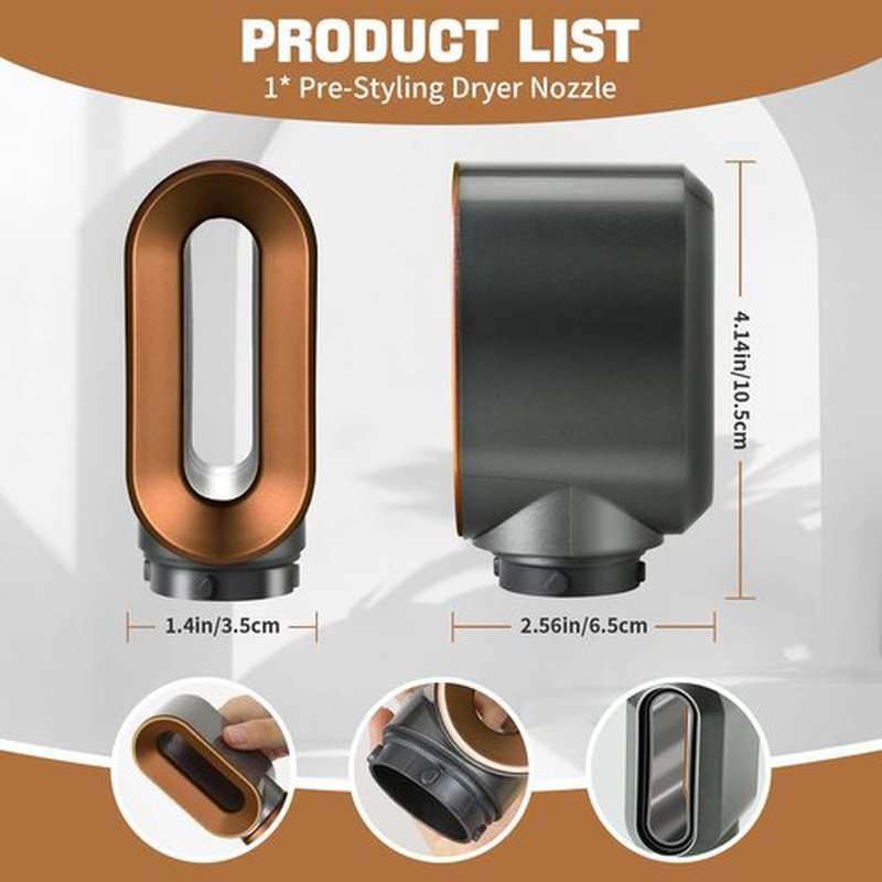 Pre-Styling Dryer Nozzle for Dyson Airwrap Styler Attachment,Replacement Pre-Styling Dryer for Air wrap HS01 HS05 Accessories (Gold)