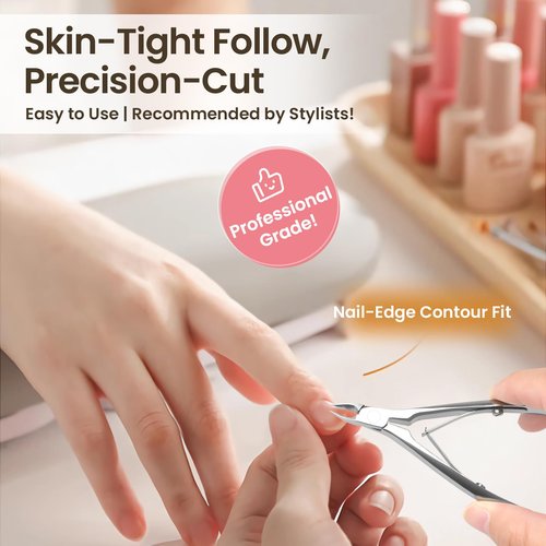 THRAU Cuticle Trimmer for Manicure and Pedicure, Stainless Steel Cuticle Remover Cuticle Nipper, Precise Pointed Tip Grooming Kit for Trim Nail and Dry Skin