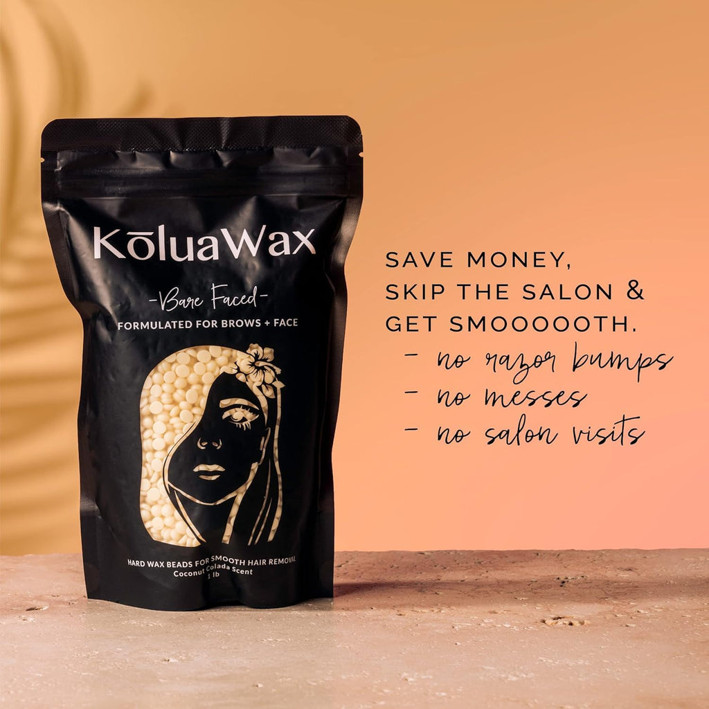 KoluaWax Hard Wax Beads for Hair Removal – Coarse Hair Formula – Face, Brazilian, Underarms, Back Chest, Bikini Waxing – Coconut Colada, 1lb Refill for Wax Warmers & 10 Large Applicator Sticks, 2 Pack