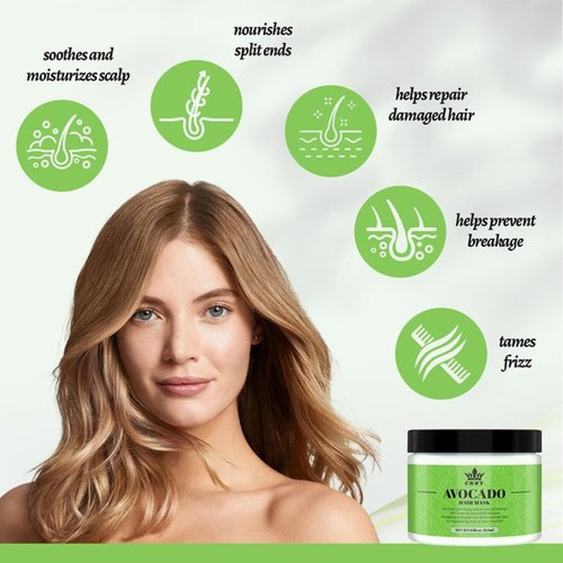 Crownnaturally CNNY Avocado & Collagen Deep Repair Hair Mask - 12 oz, Intensive Moisture Conditioning Treatment for Dry Damaged Hair
