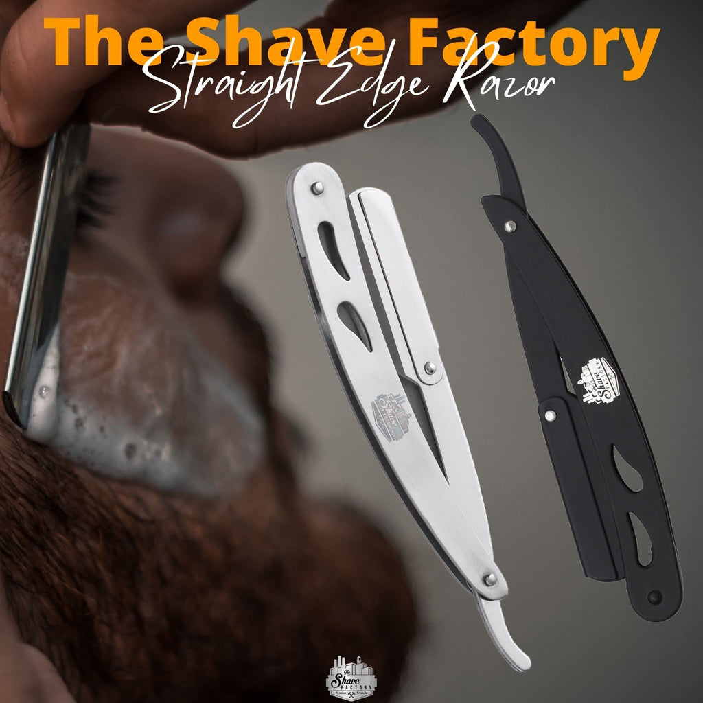 The Shave Factory Straight Edge Razor Kit - with Single Stainless Steel razors (Stell + Derby Premium)