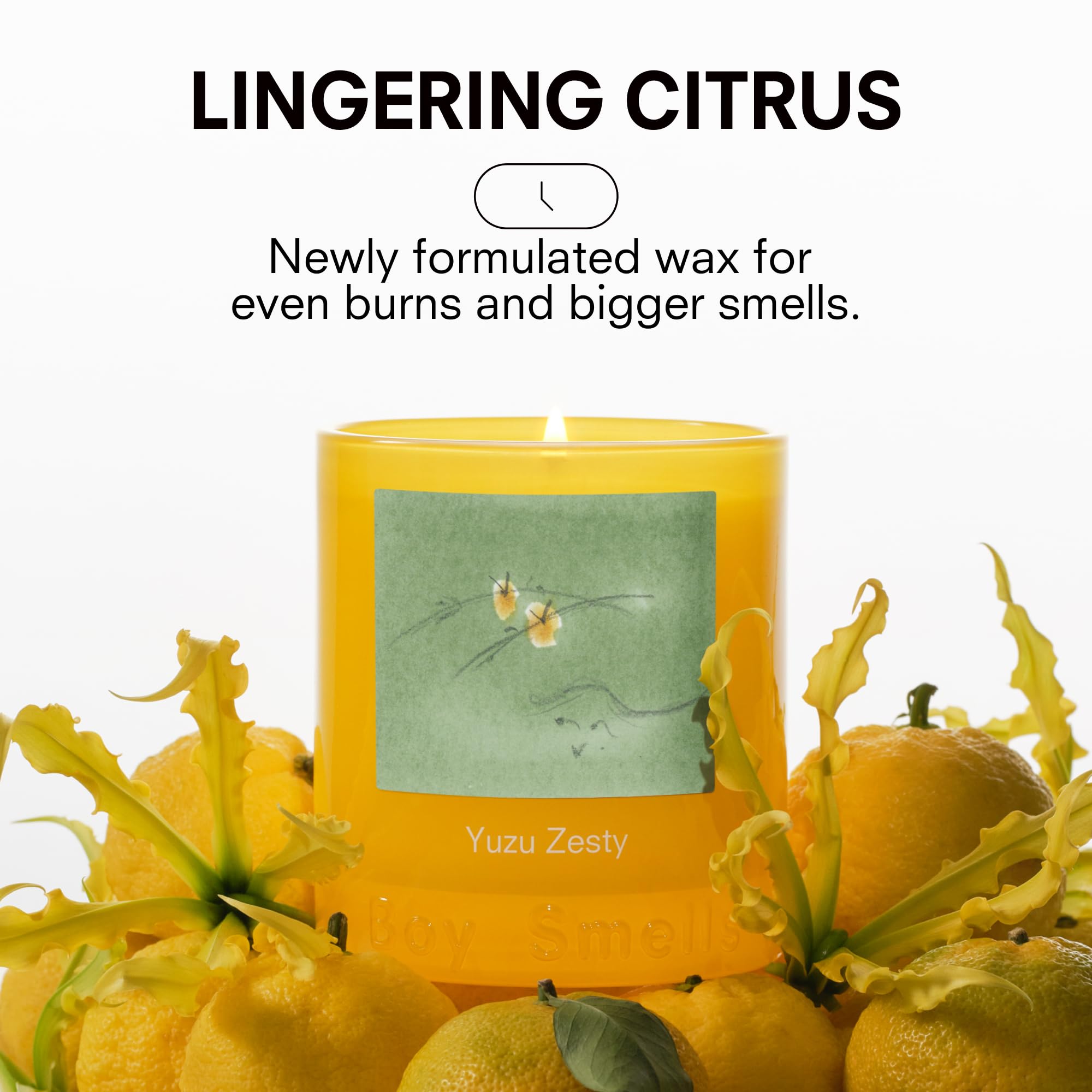 Boy Smells Yuzu Zesty Scented Candle – 8.5oz – Yuzu Zest, Ylang Ylang & Musk – Bright Citrus – Soy Wax Candle