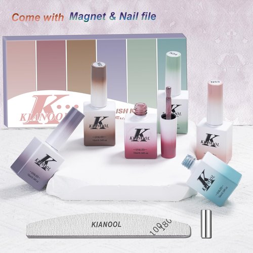 Cat Eye Gel Nail Polish Set, 6 Pcs Glitter Shimmer Cateye Gel with Magnet Soak Off UV LED Nail Cat Eye Polish Kit, Esmaltes Para Uñas En Gel Nail Art Salon DIY Home Manicure 10ML