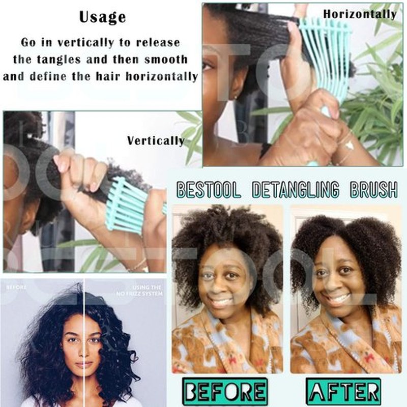 BESTOOL Detangling Brush for Curly & Afro Hair - Effortless Wet/Dry Detangling, No Pain - Green