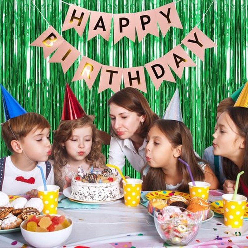 Green Metallic Tinsel Foil Fringe Curtains by [Brand Name] - 20 Pack Photo Booth Props for Parties