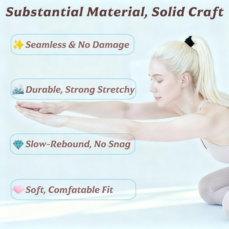 Seamless Hair Ties for Thick Hair Women - Stretchy, Soft & Strong, No Snag No Breakage No Damage - for Ponytail Bun Braids Updo(10 Pcs)