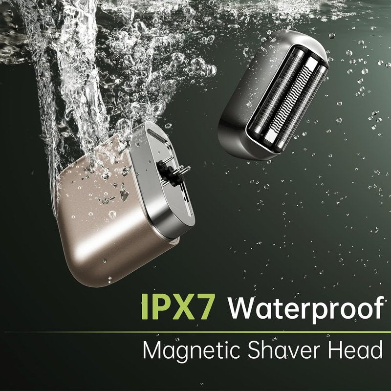VNU Alloy Body Foil Shaver - Mini Pocket Electric Razor for Men | IPX7 Waterproof, 60-Day Standby, Desert Titanium