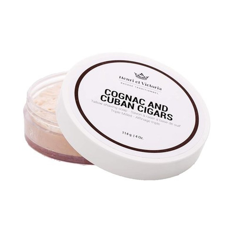 Henri et Victoria Shaving Soap - Cognac & Cuban Cigars Fragrance | Smooth, Long-Lasting Lather | 114g (4 oz)