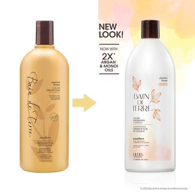 Bain de Terre Color Preserving Shampoo & Conditioner Set - Passion Flower | Protects Color-Treated Hair | 33.8 Fl Oz