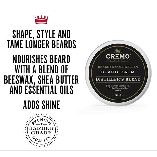 Cremo Beard Balm - Distiller's Blend | Nourishes & Shapes All Lengths of Facial Hair, 2 Ounce