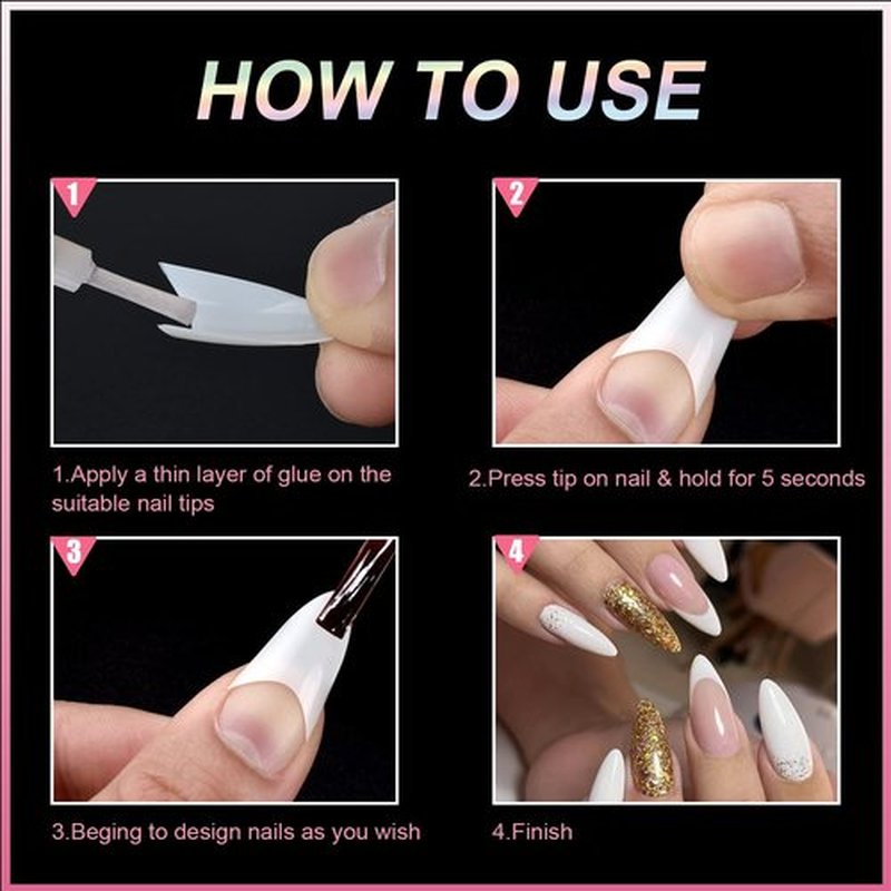 Short Stiletto Nail Tips Natural Nail Tips Half Cover MEKK 600PCS Acrylic False Nail Tips Fake Nail Tips for Nail Salons and DIY Nail Art at Home,10Sizes