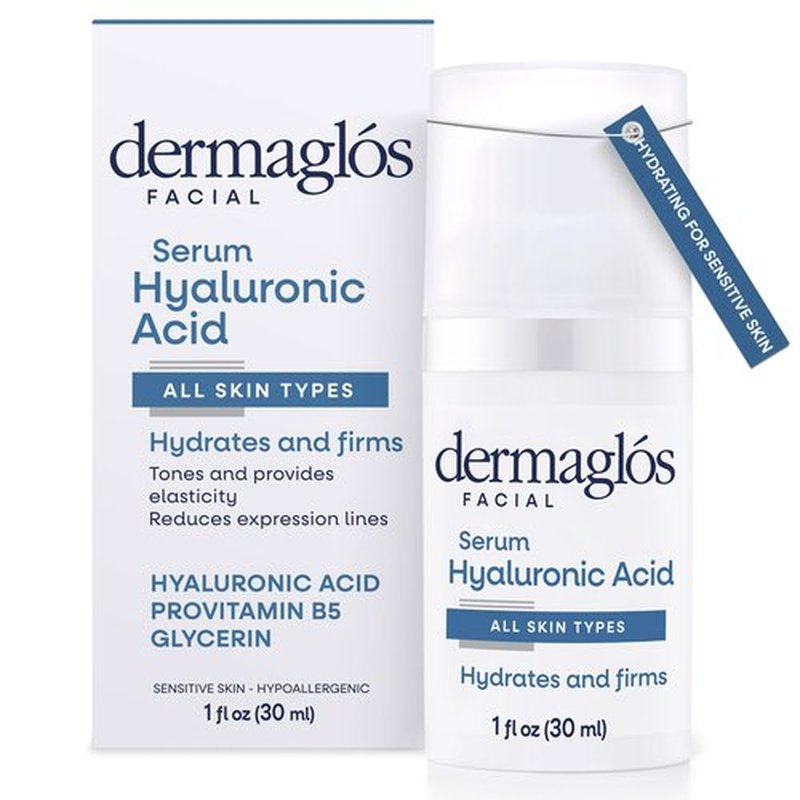 Dermaglos Hyaluronic Acid Serum For Face with Pro Vitamin B5 and Glycerin, Hydrates, Firms, Tones, and Reduces Expression Lines, Suitable for Sensitive Skin, 1 Fl Oz