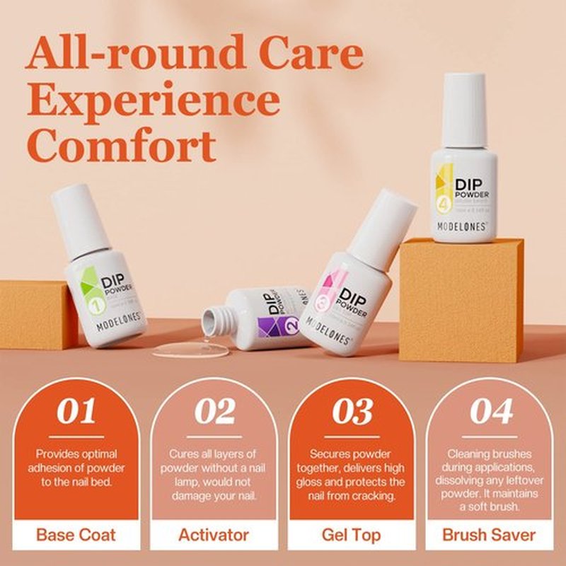 Dip Powder Nail Starter Kit 20 Colors(Kaleidoscope), Modelones Dip Nail Kit with Dip Base Top Coat Activator Liquids Dip Tools, Dipping Powder Kit System for Beginner DIY No Lamp Needed