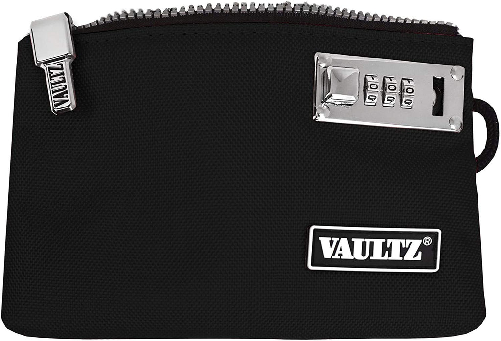 Vaultz Money Bag with Lock - 5 x 8 Inches, Men & Women's Locking Accessories Pouch for Cash, Bank Deposits, Wallet, Medicine, Phone and Credit Cards - Black