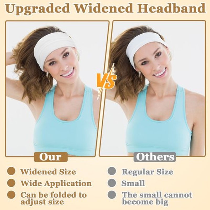 ProSuites 8 Pack Wide Headbands for Women, Elastic Soft Fabric Hair Bands Hair Warp for Daily Workout Yoga Running, Non Slip 8 Colors