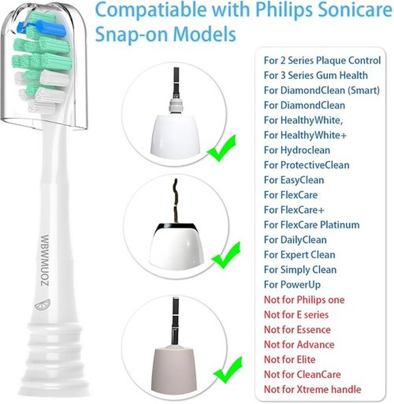 Philips Sonicare Replacement Toothbrush Heads - Snap-On C2/C1 Compatible, 6 Pack for Superior Cleaning