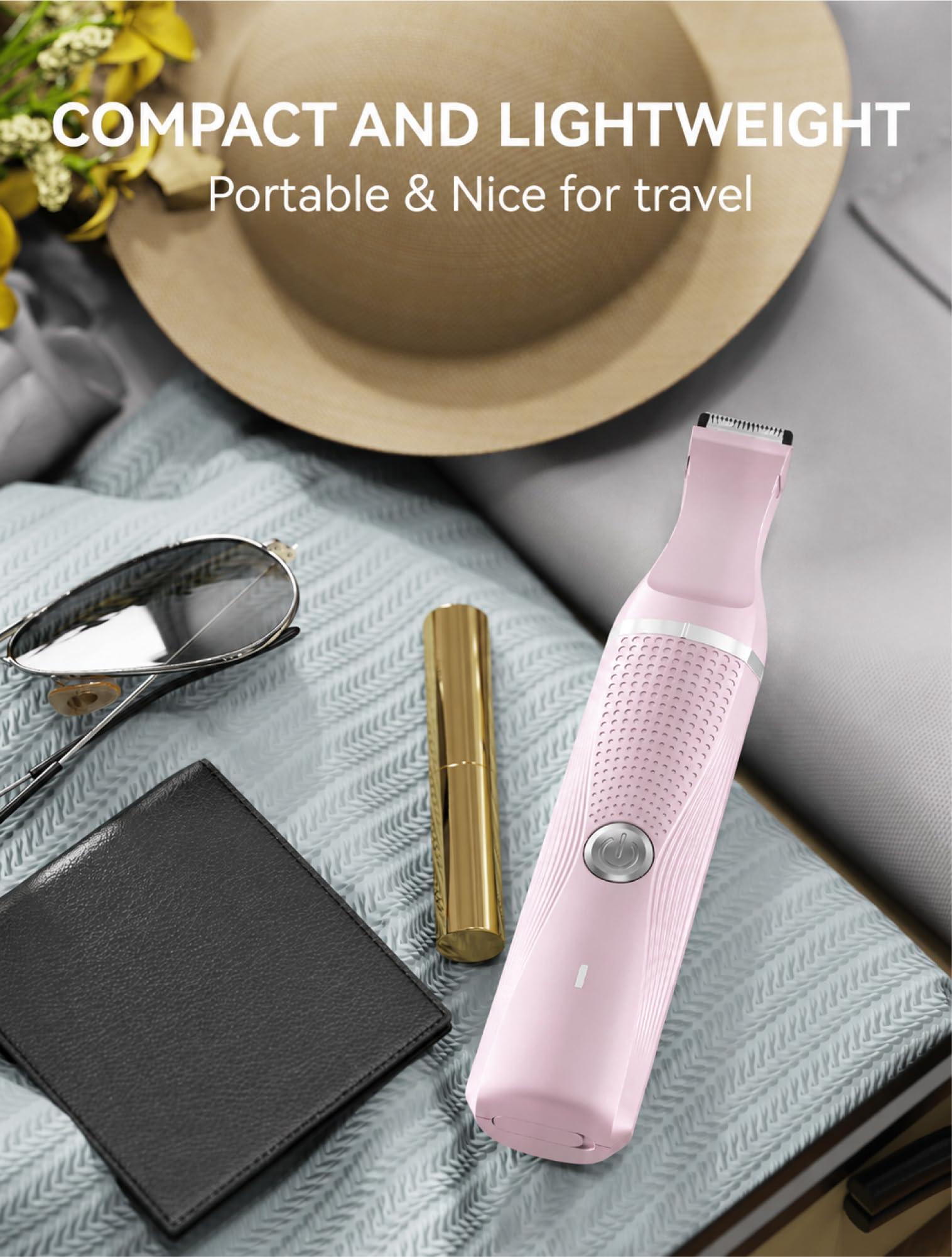 Unibono Pubic Hair Trimmer Women - Waterproof Bikini Trimmer, Rechargeable 3-in-1 Electric Razor, Personal Trimmer Groomer for Body Hair, Cordless Lady Shaver for Legs, Underarms, Face (Cold Pink)