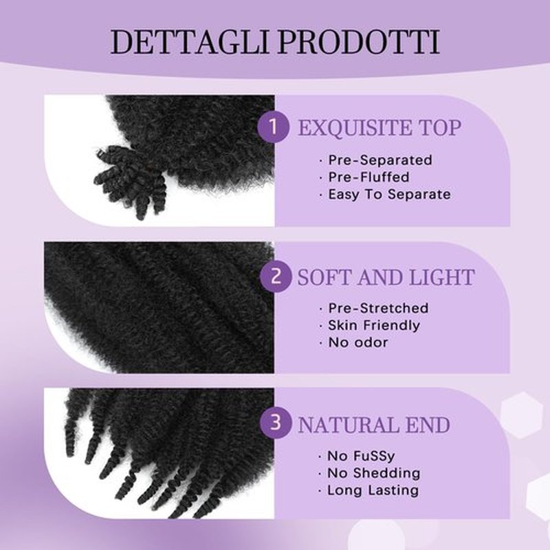 Springy Afro Twist Hair 18inch Marley Twist Braiding Hair 8 Packs Pre Separated Wrapping Hair for Soft Locs Kinky Twist Crochet Hair for Women (1B, 18Inch (Pack of 8))